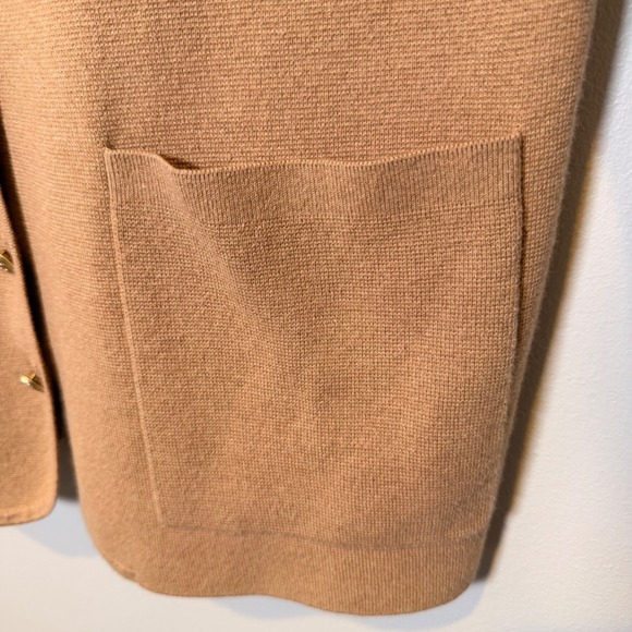 J. Crew Merino Wool Blend Neutral Camel Cardigan MED Nautical Coastal Preppy - Picture 9 of 13
